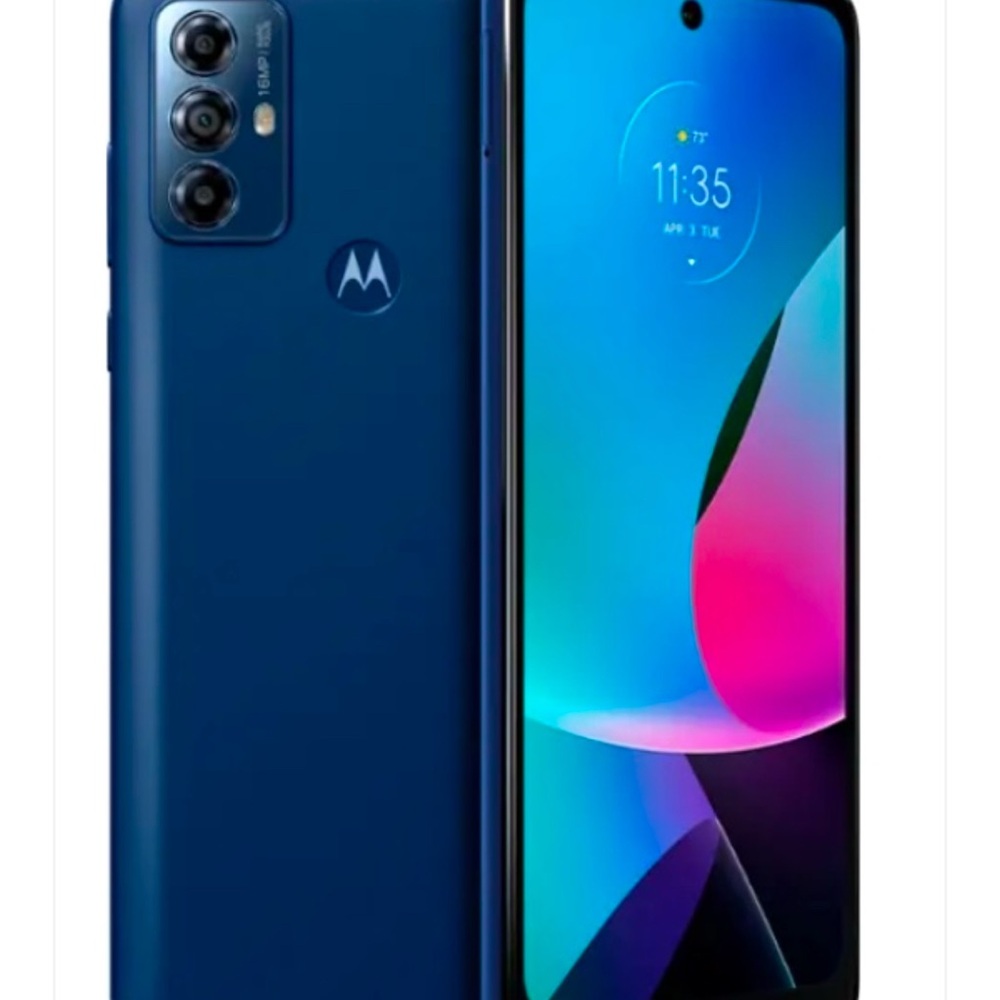 Motorola Blue Smartphone with Edge-to-Edge Display
I have the original box
